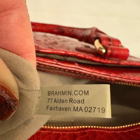 Brahmin Red Croc-Embossed Lena Satchel - Picture 13 of 13